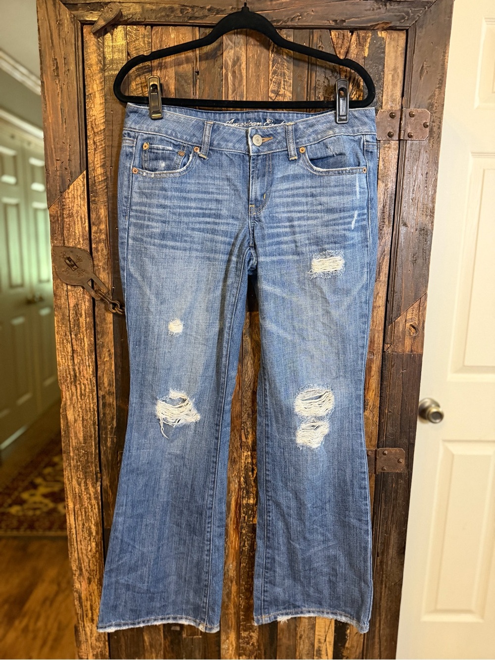 Y2K American Eagle Favorite Boyfriend Jeans 8 Distressed Bootcut Flare hipster